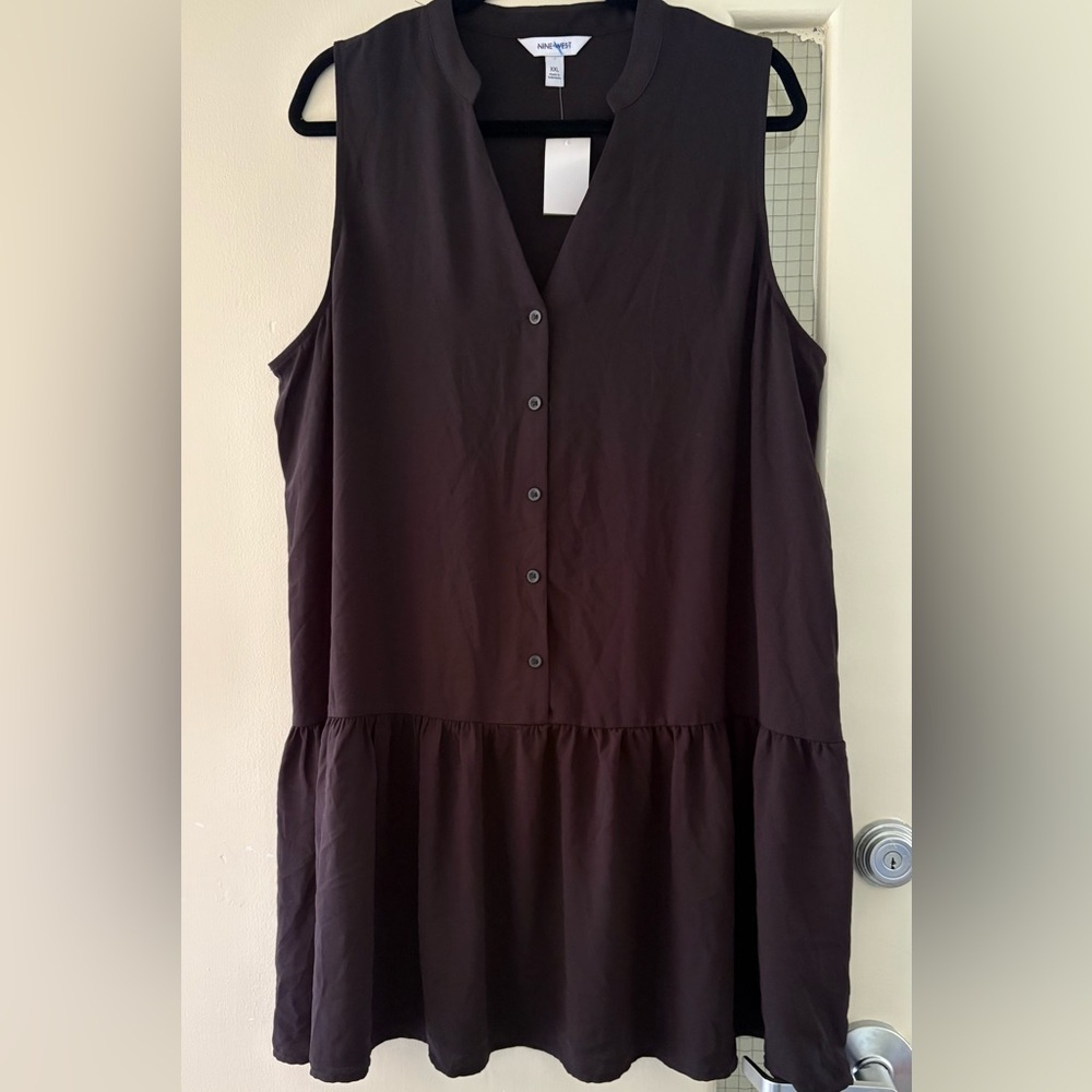 NWT Women's Nine West Button Front Ruffle Hem Dress